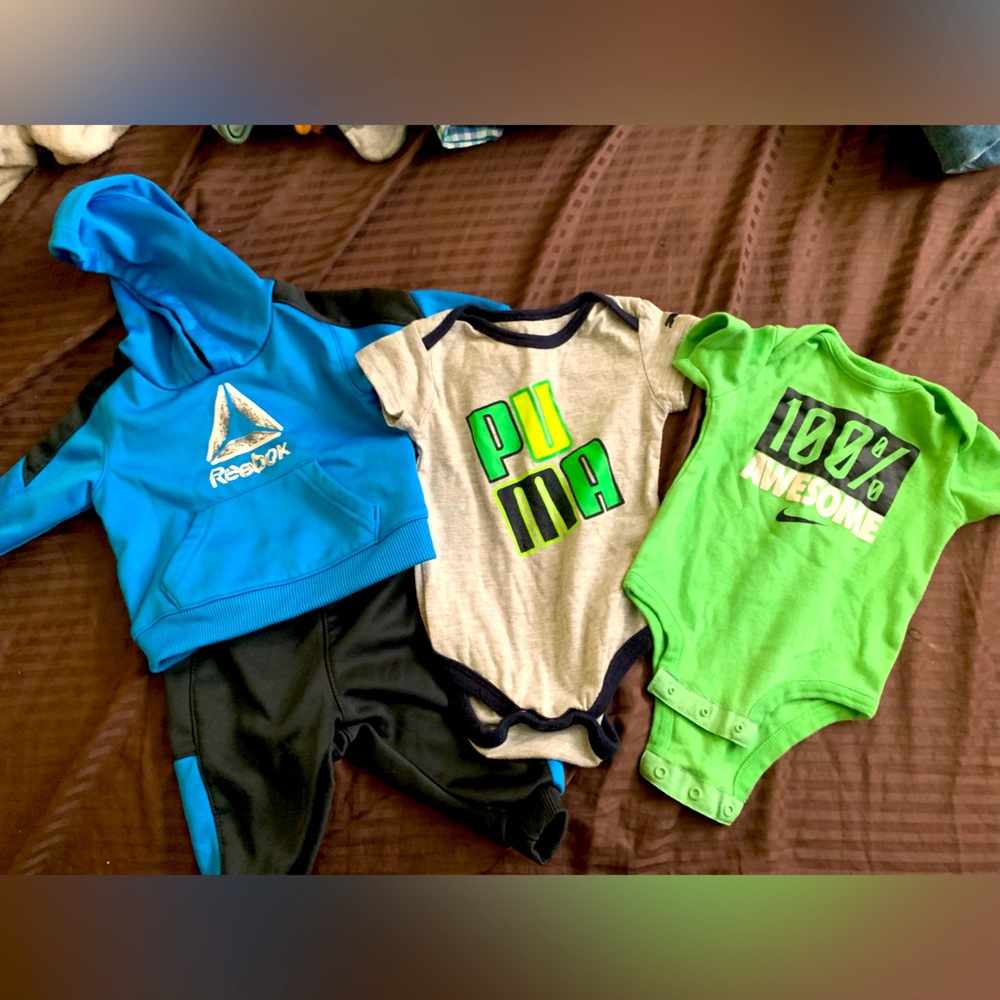 Reebok, Nike, and Puma Baby Boy Clothes 0-3 Months
